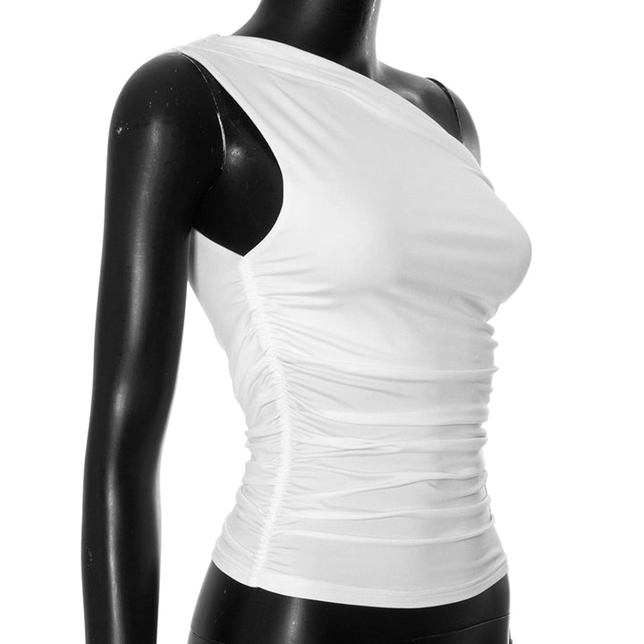 Tunic Elegant Ruched Asymmetrical Neck Women Top