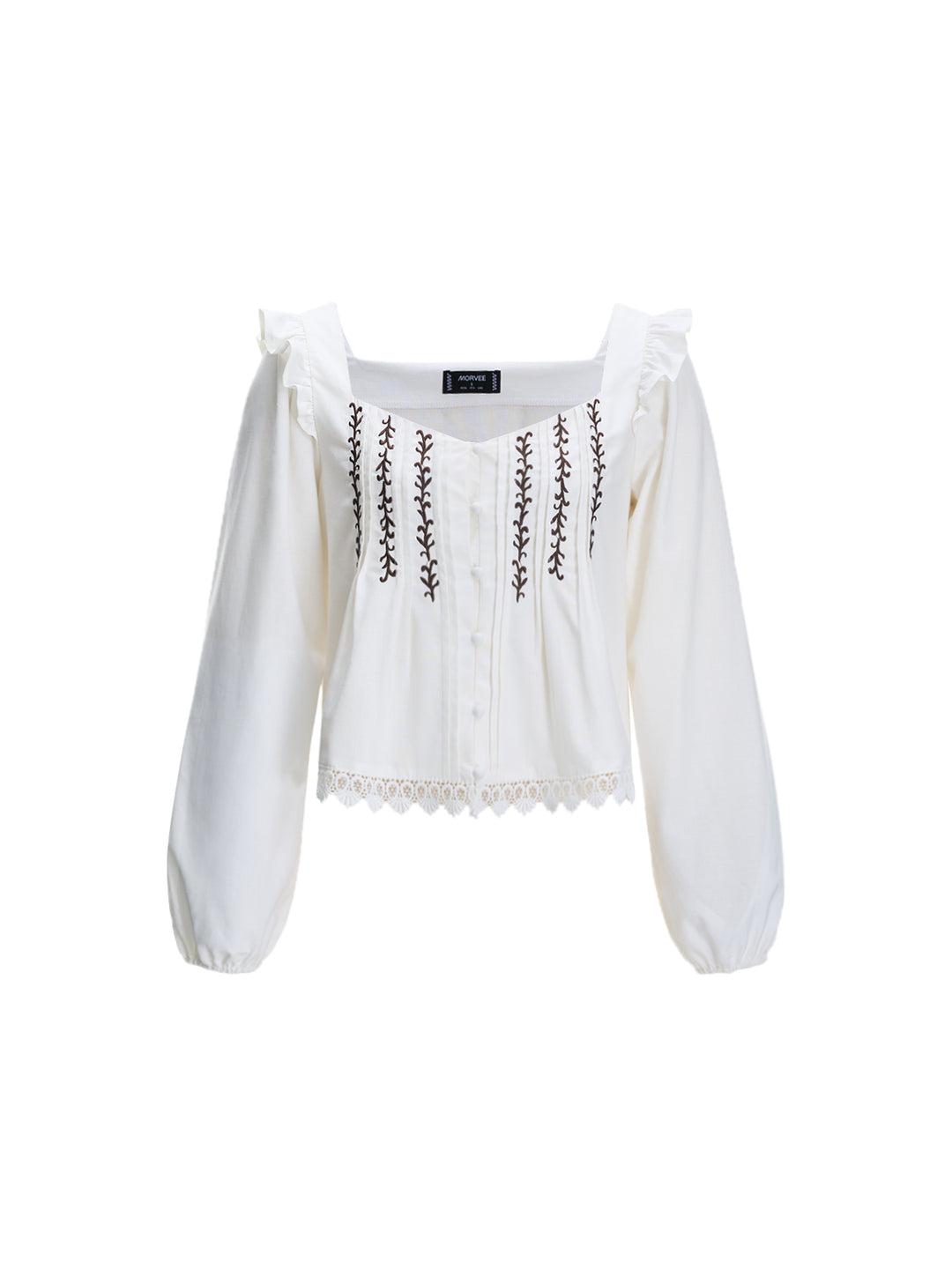 Bordado casual de bordado blusas para mujeres de manga de flote