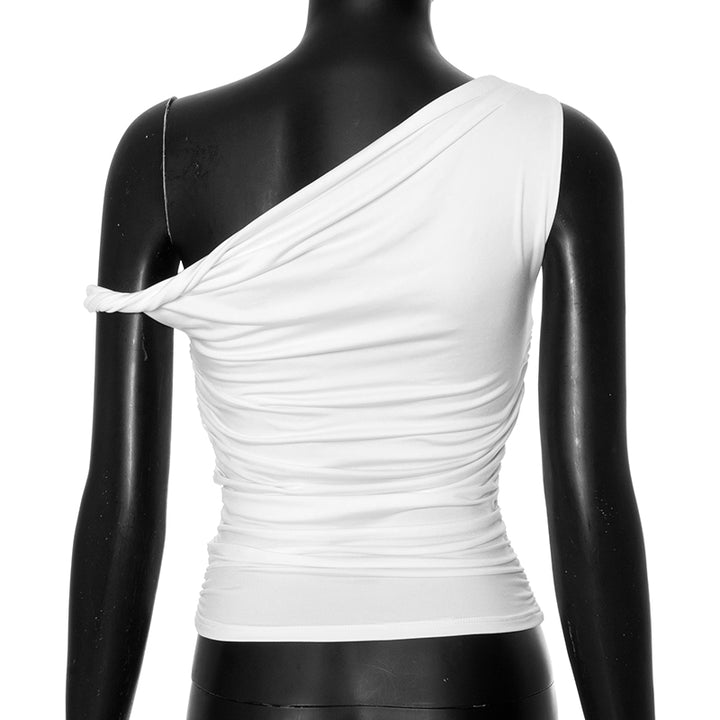 Tunic Elegant Ruched Asymmetrical Neck Women Top