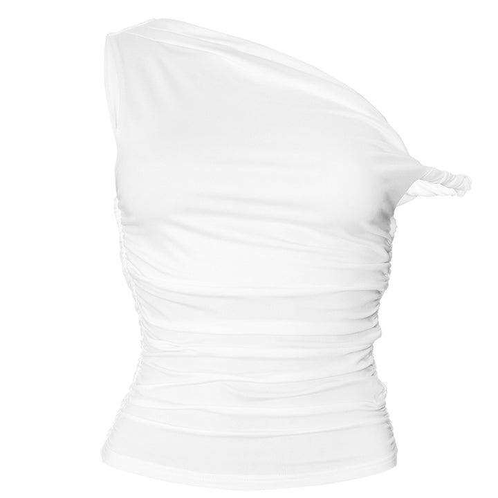 Tunic Elegant Ruched Asymmetrical Neck Women Top