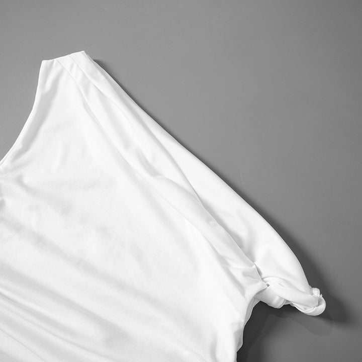 Tunic Elegant Ruched Asymmetrical Neck Women Top