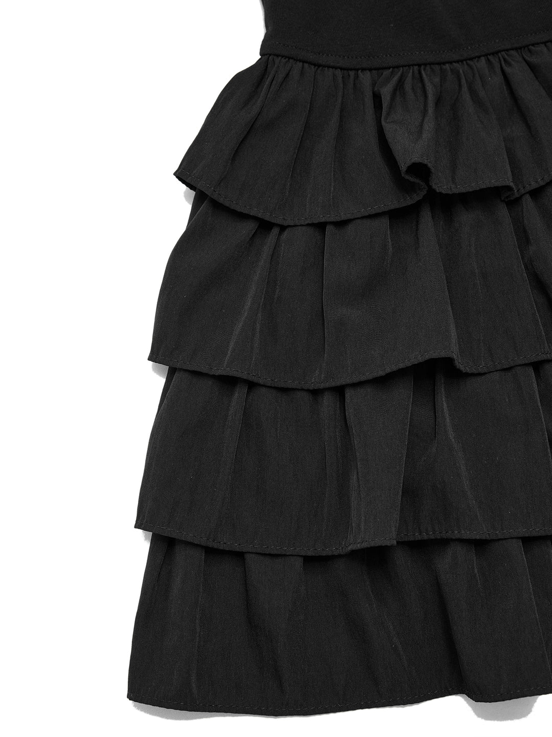 Tank Preppy Fabric Splicing Layered Ruffle Drop-Waist Mini Dresses