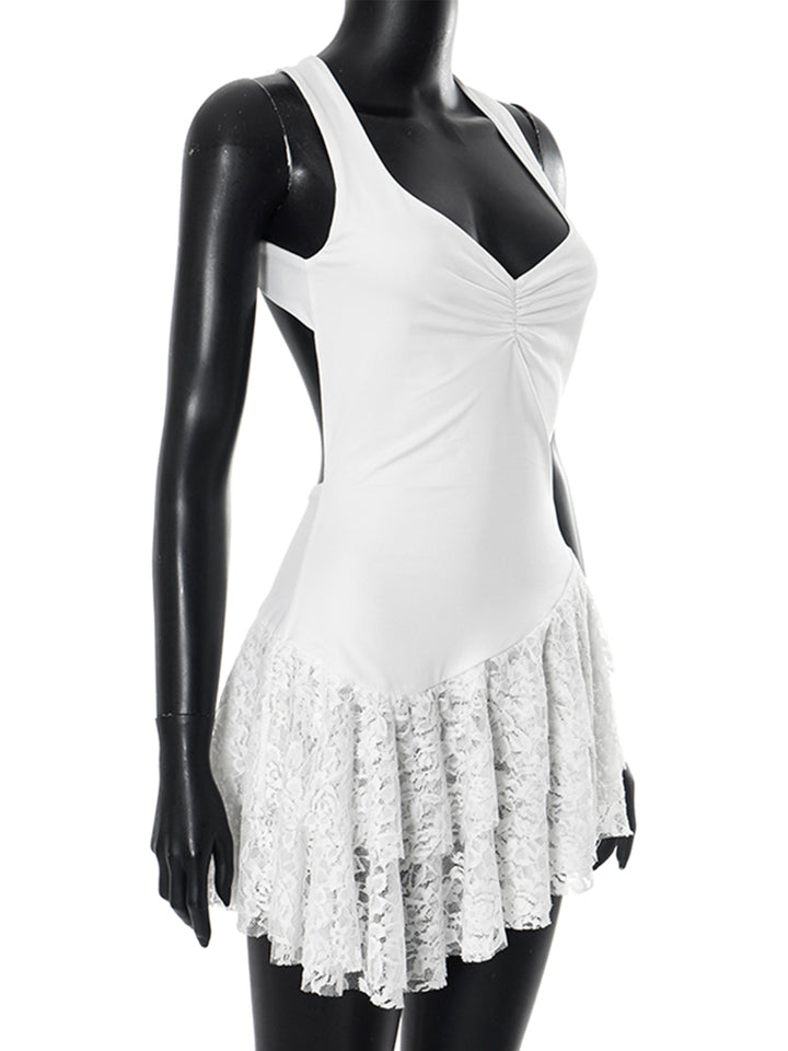 Una línea elegante sin nuclear ruchada mini mini vestido