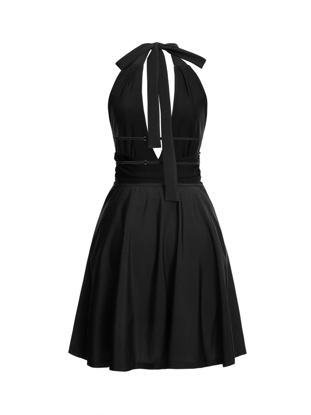 Jersey sin espalda Cuello, Neck Sleeveless, una línea mini mujer vestido