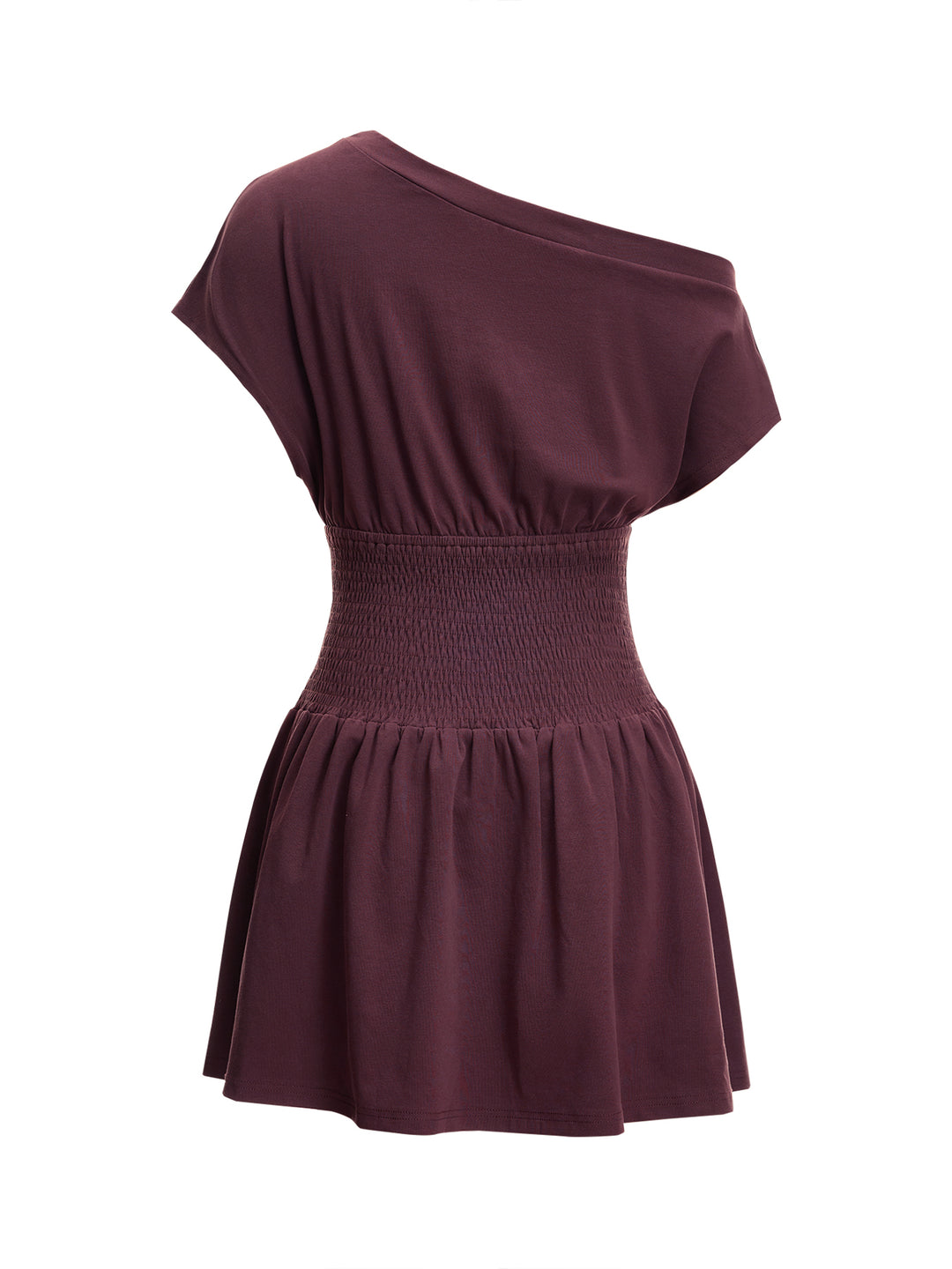 Boho Plain Asymétrical Cou régulier régulier des femmes à manches courtes naturelles Hobe