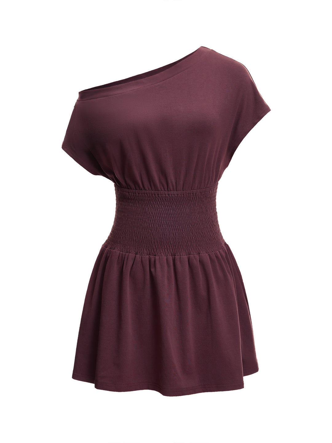Boho Plain Asymétrical Cou régulier régulier des femmes à manches courtes naturelles Hobe