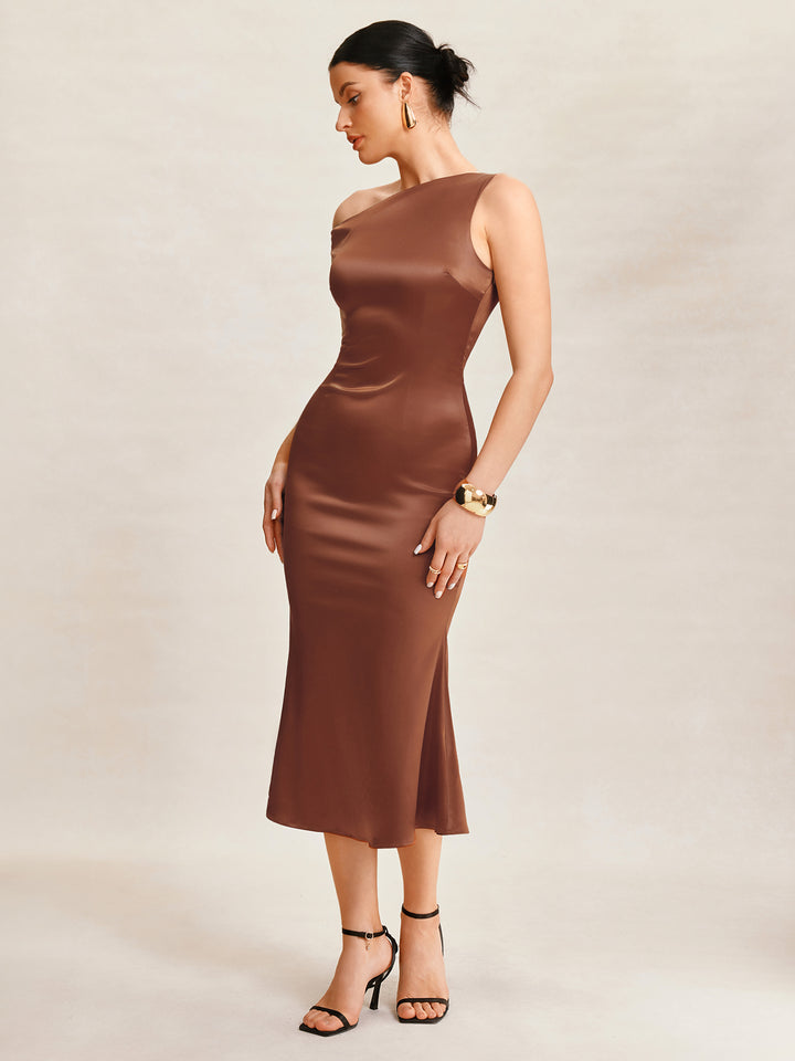 Sirena elegante abito da donna midi arrotolato.
