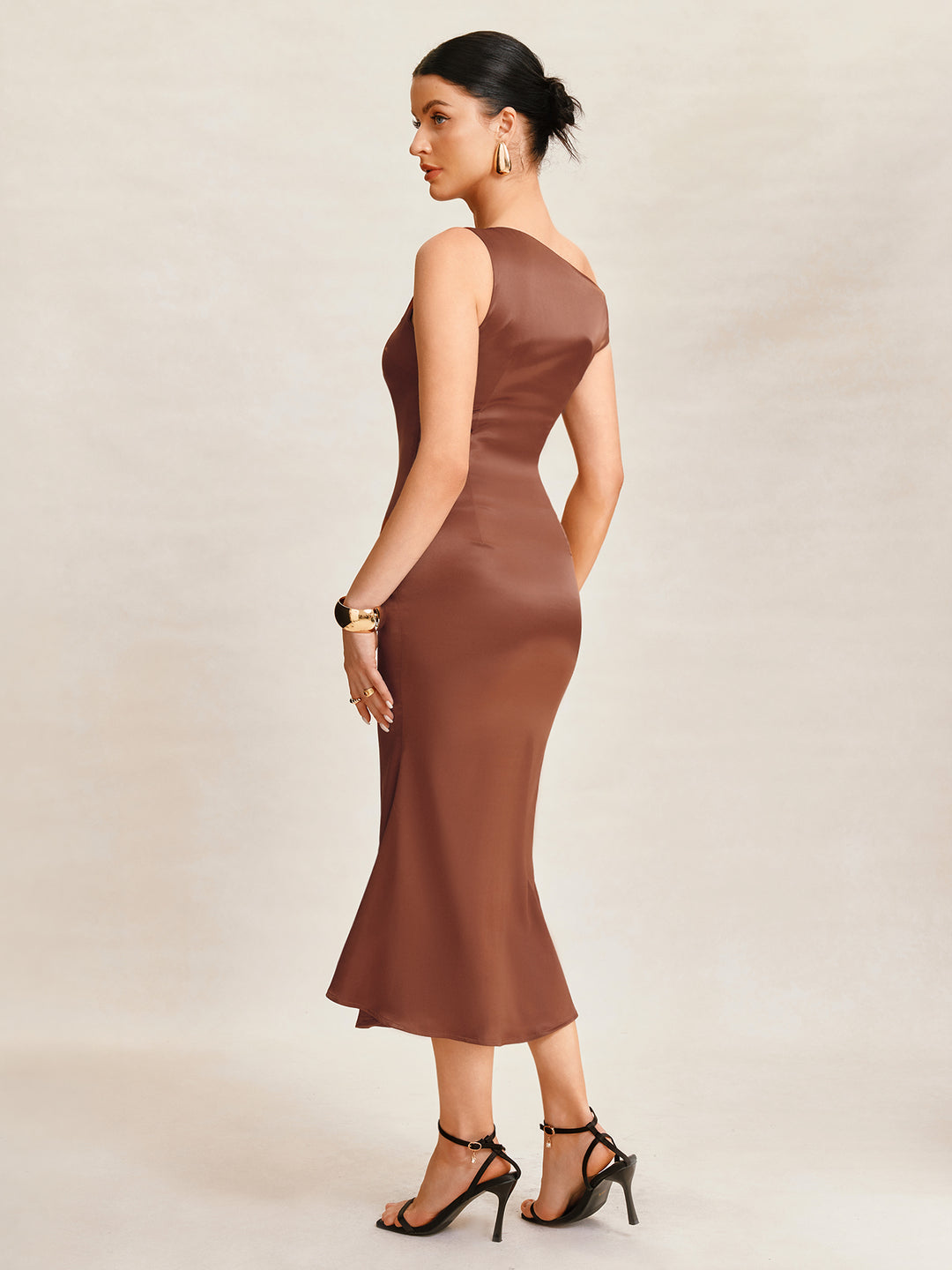 Sirena elegante abito da donna midi arrotolato.