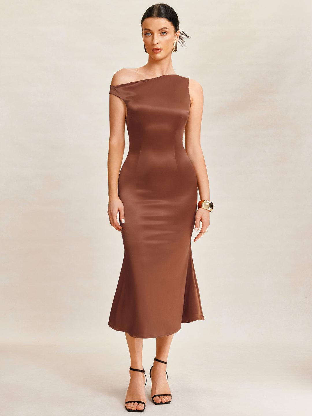 Sirena elegante abito da donna midi arrotolato.