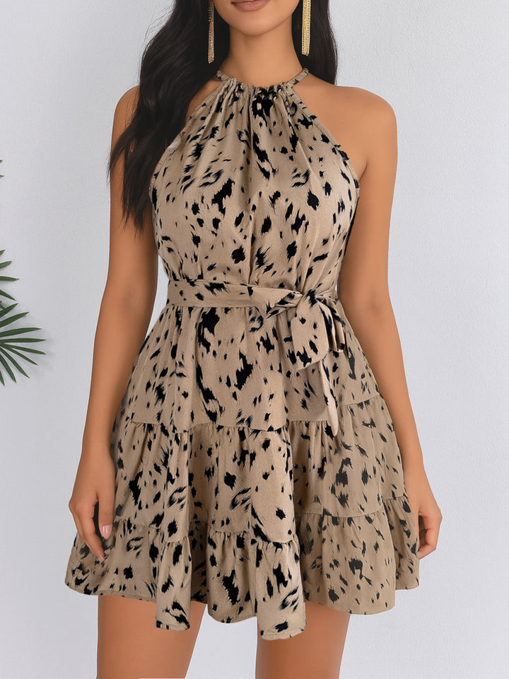 Party Ruched Tied Halter Mini Women Dress