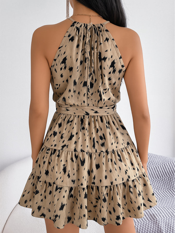Party Ruched Tied Halter Mini Women Dress