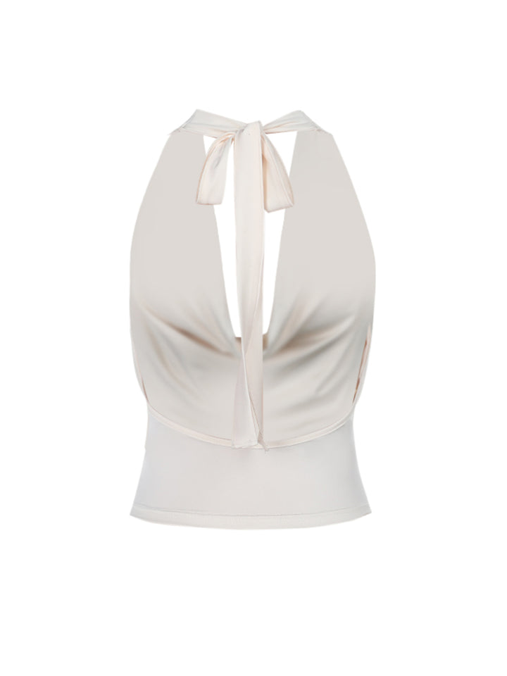 Túnica Elegante Camiseta de tanques de Halter Halter Mujeres sin espalda y Camis