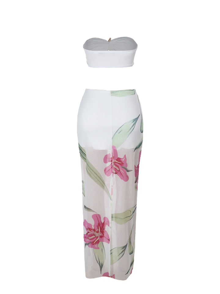 Tunic Boho Floral 3D Floral Micro Crop Women Two-piece Outfits