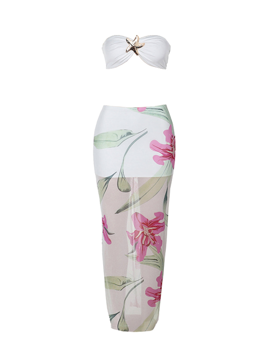 Tunic Boho Floral 3D Floral Micro Crop Women Two-piece Outfits