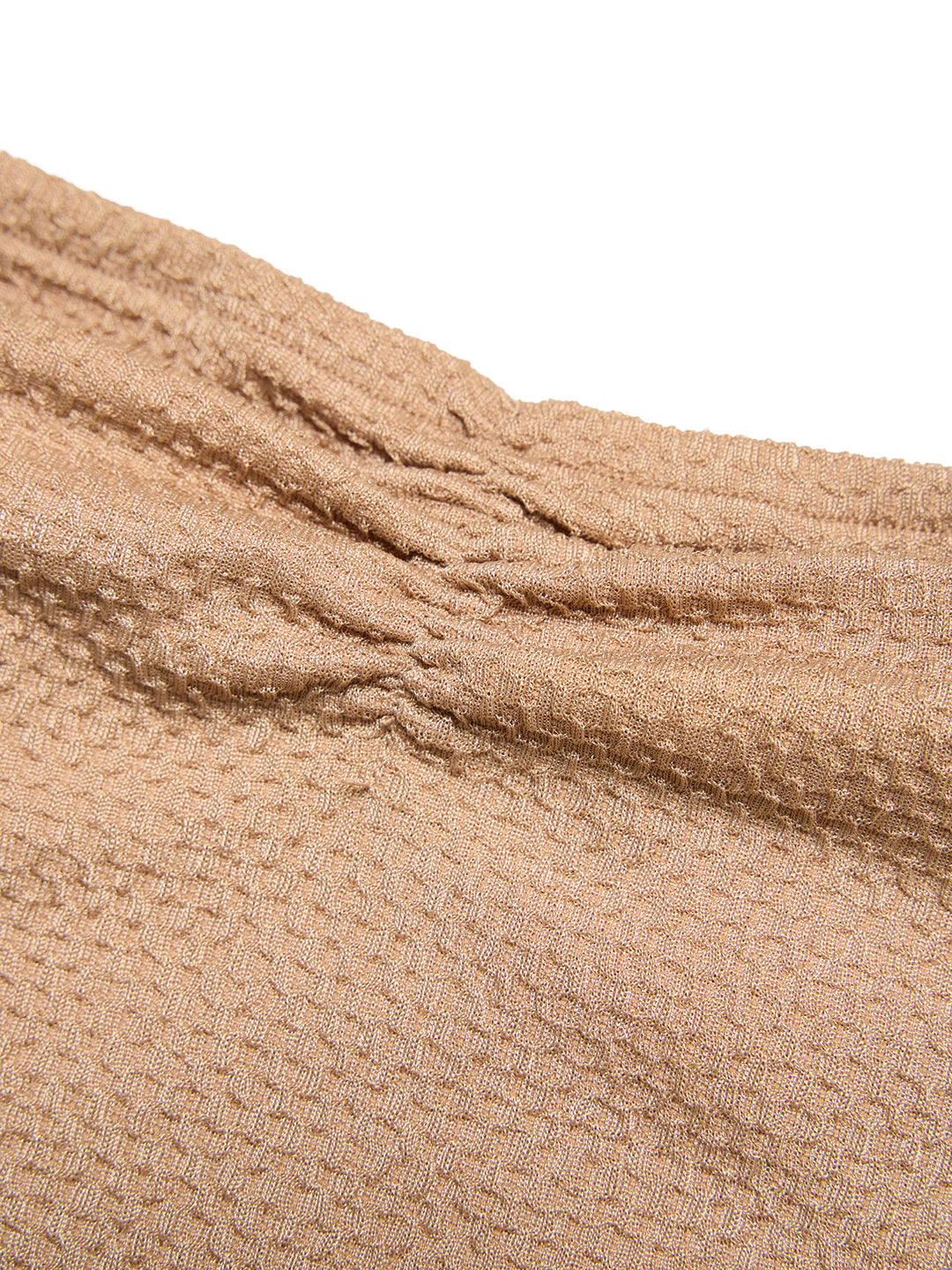 Tela texturizada casual Ruched Wave Edge Bandeau Tops -