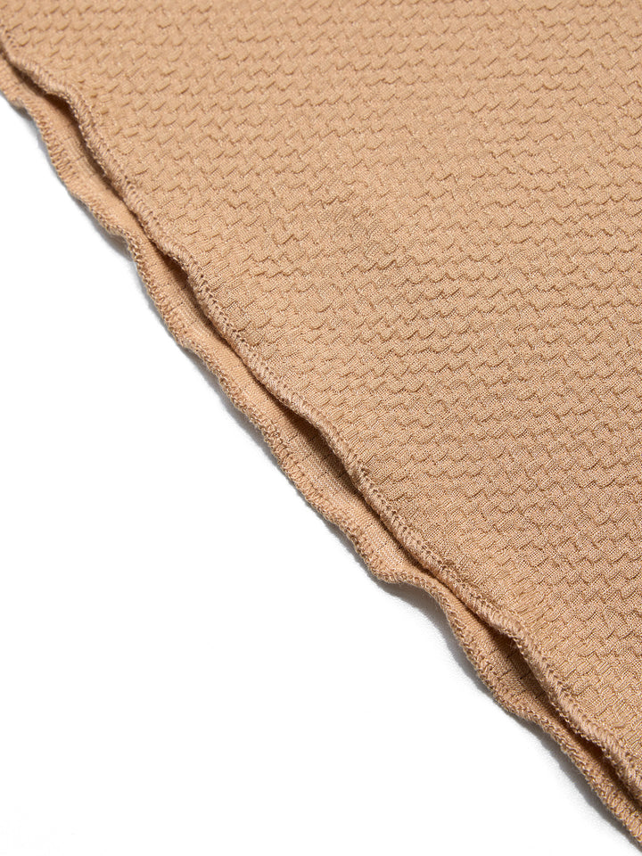 Tela texturizada casual Ruched Wave Edge Bandeau Tops -