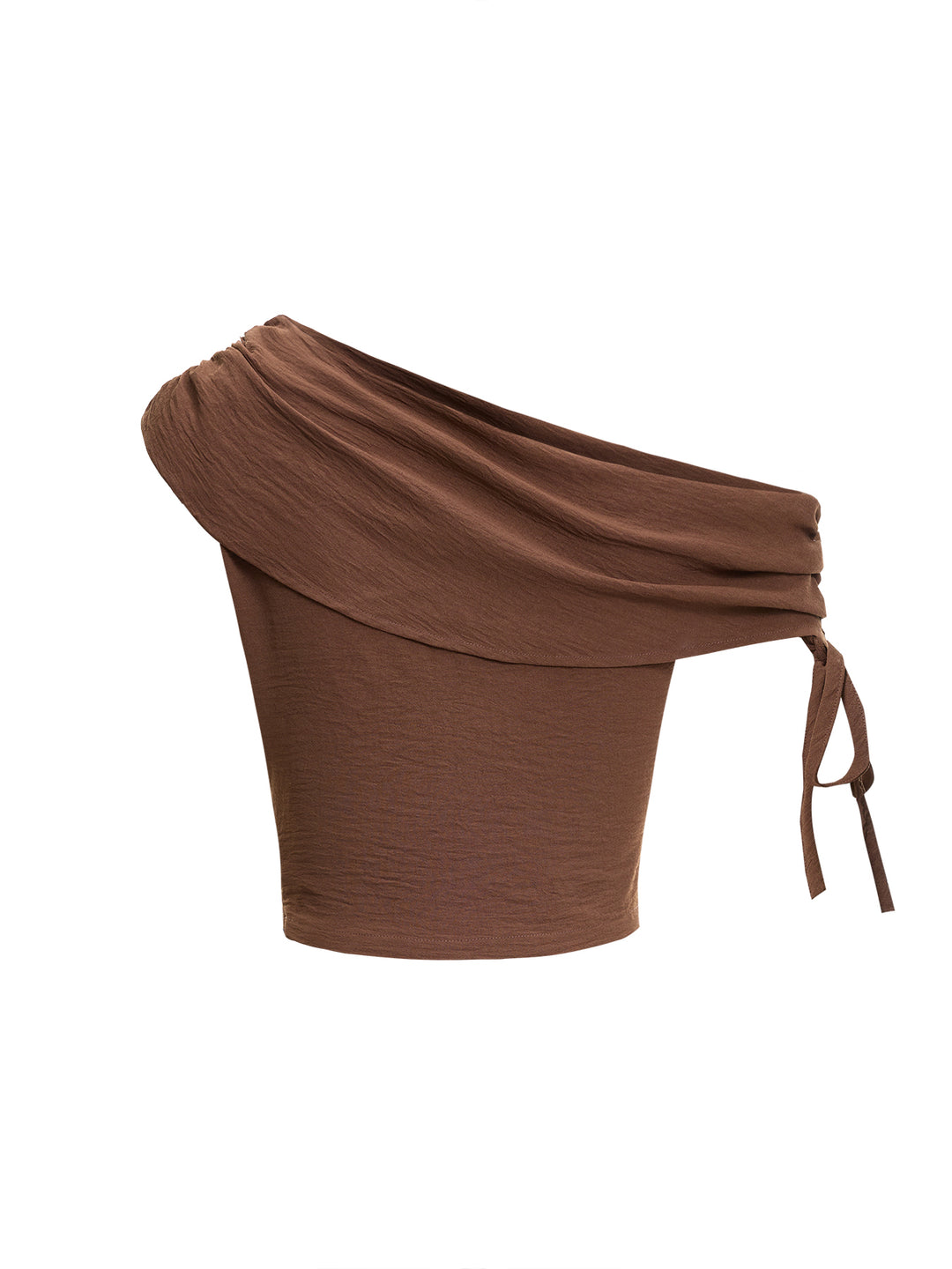 Boho Asymmetrical Shoulder Ruched Blouses With Drawstring Design