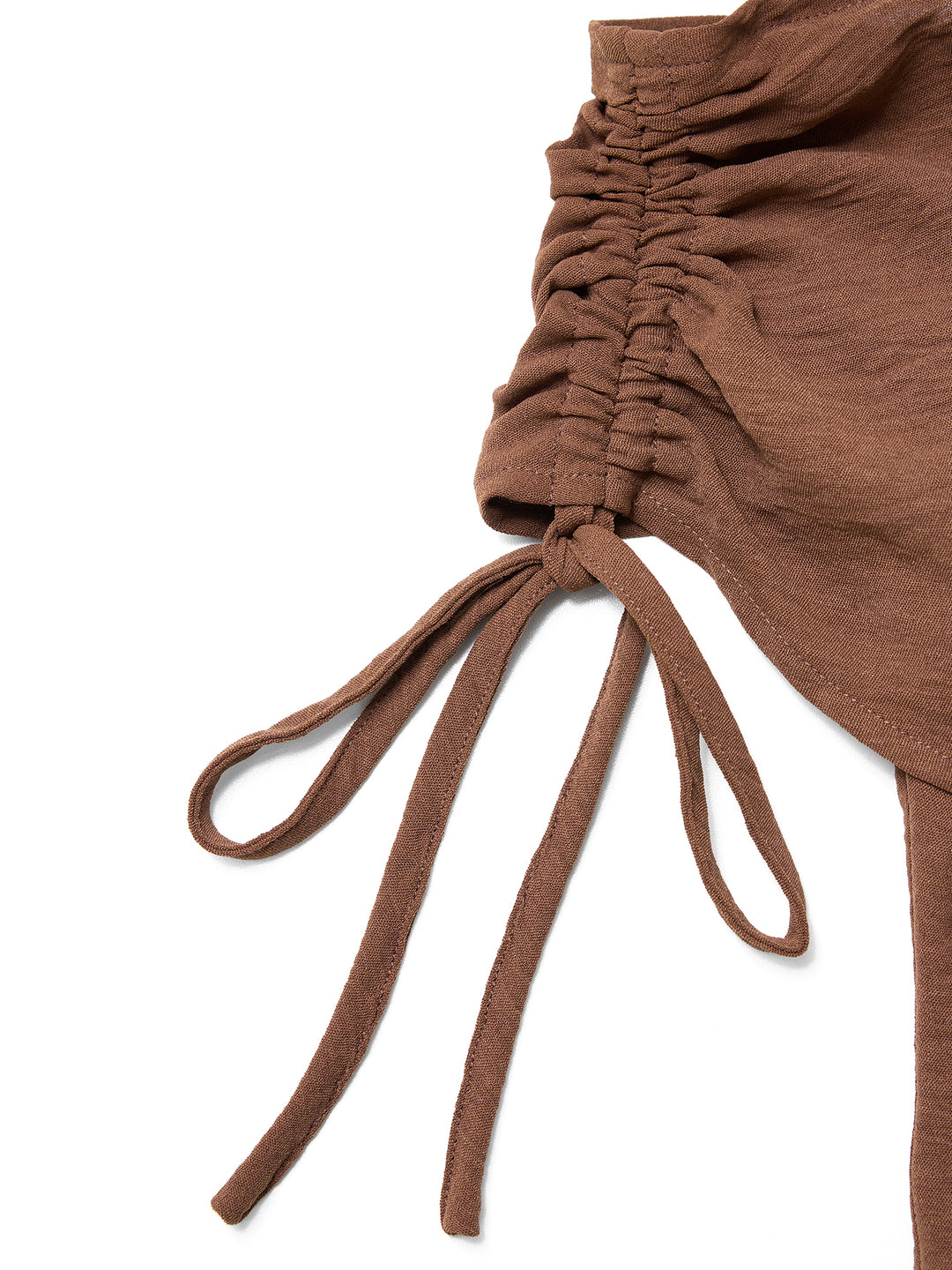 Boho Asymmetrical Shoulder Ruched Blouses With Drawstring Design