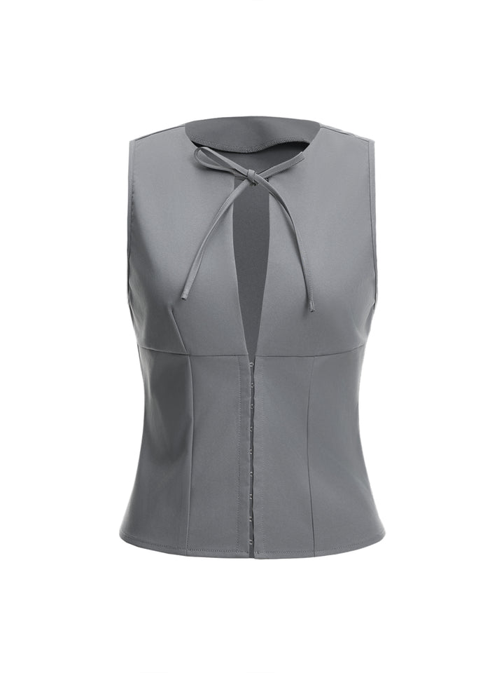 Hebilla casual cortada con el cuello de la corbata blusas para mujeres
