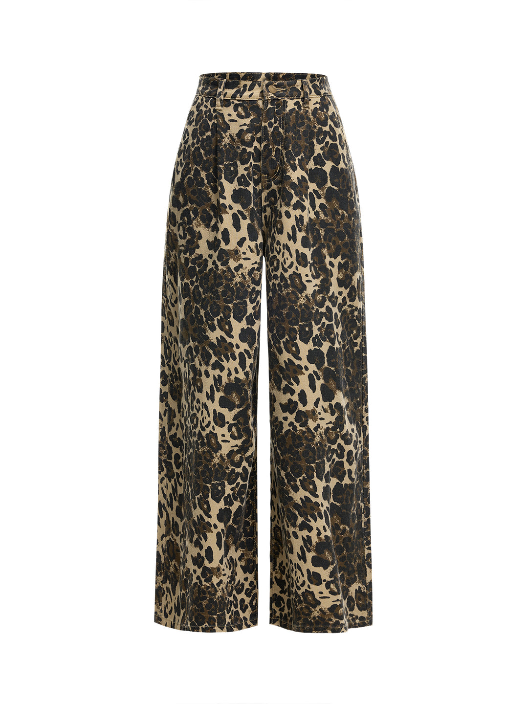 Print de léopard décontracté baggy jeans de longues femmes