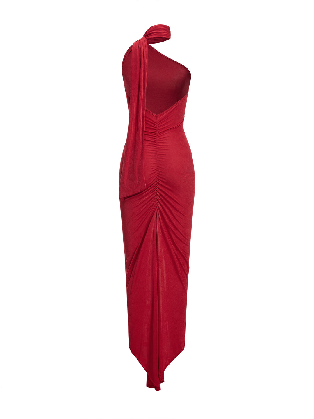 Straight Party Backless Ruched Tie Neck Midi Women Dress